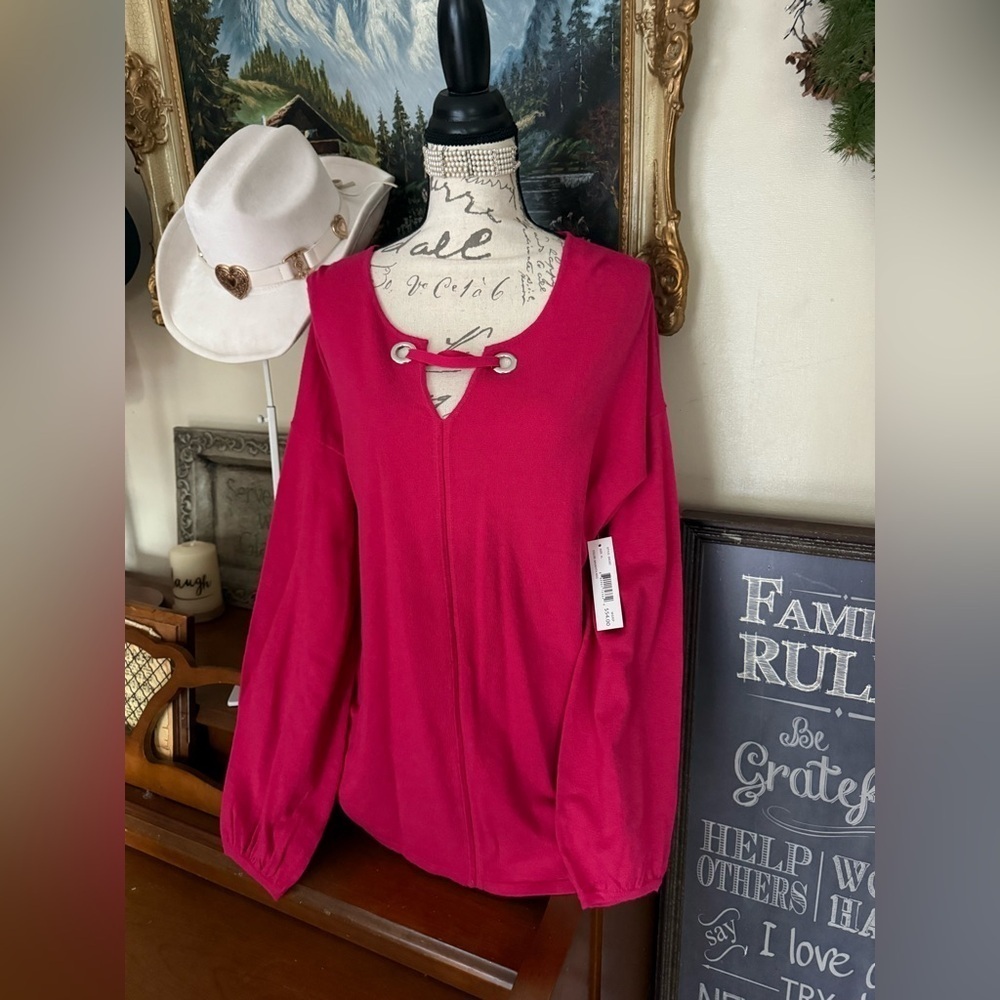 Women's Barbie Pink Long Sleeve Top NWT 54.00